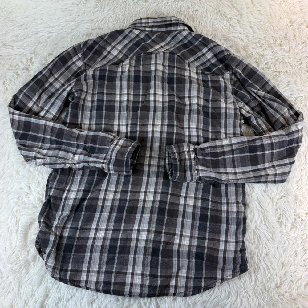 Levi's Plaid Western Pearl Snap Button Shirt Men's Size Small Brown Casual Rodeo